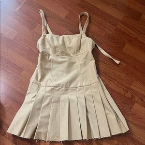Divided Beige Mini Dress